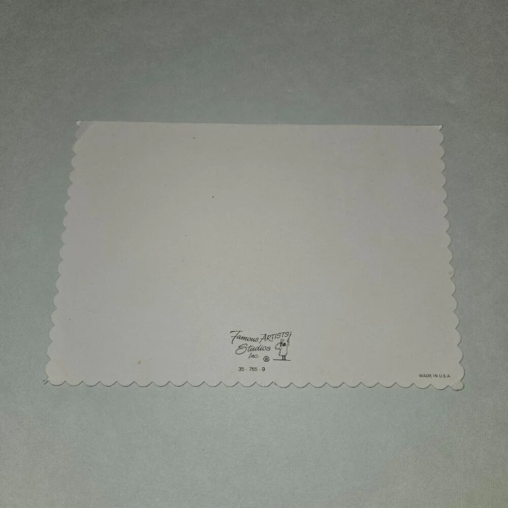 VTG Get Well Greeting Card Child Lake Bunny Duck Scalloped Edges Famous Artists